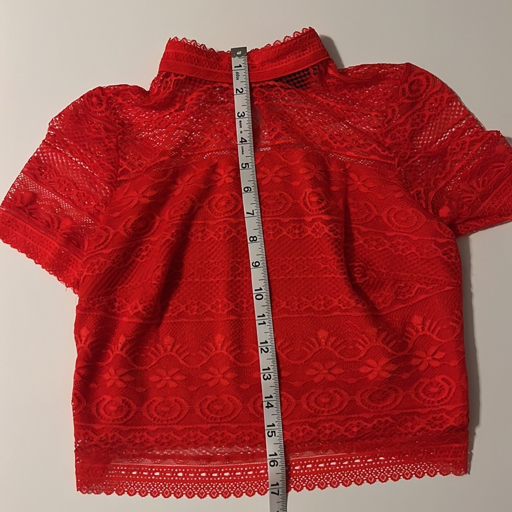 GUESS ❤️ Red Mesh High Collar Crop Top
